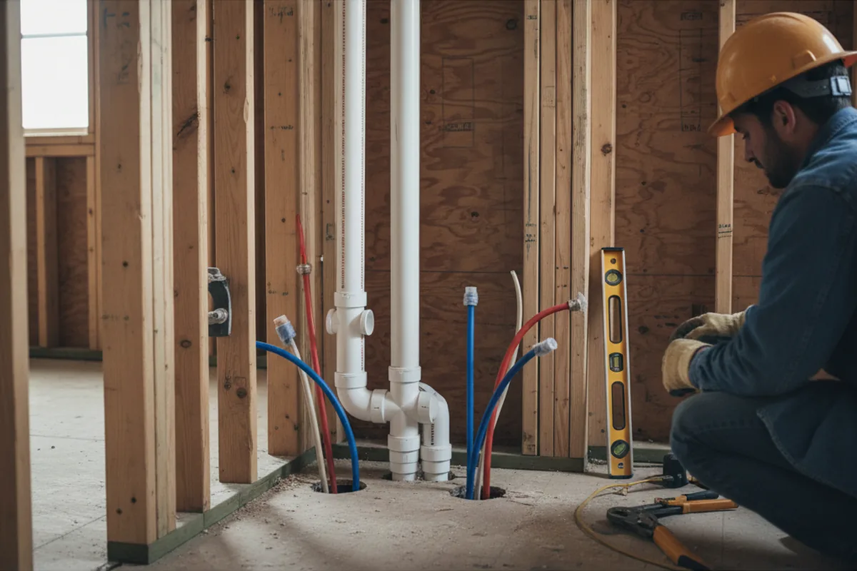 Drain and supply rough-in during Sump Pump Repair in Sedro Woolley